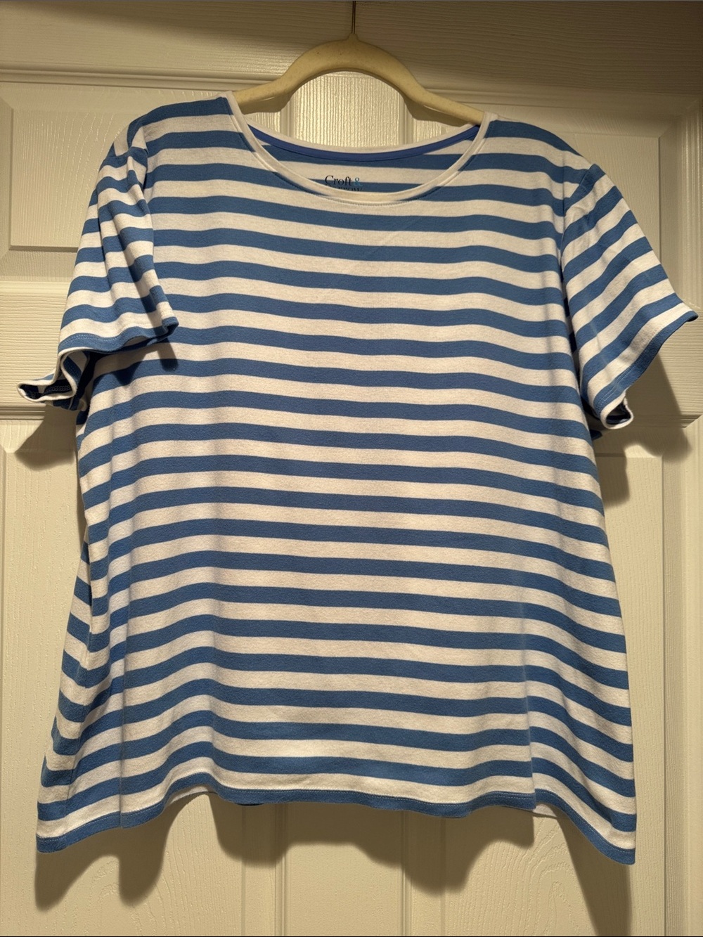 croft & barrow Blue and White Striped Short Sleeve Tee